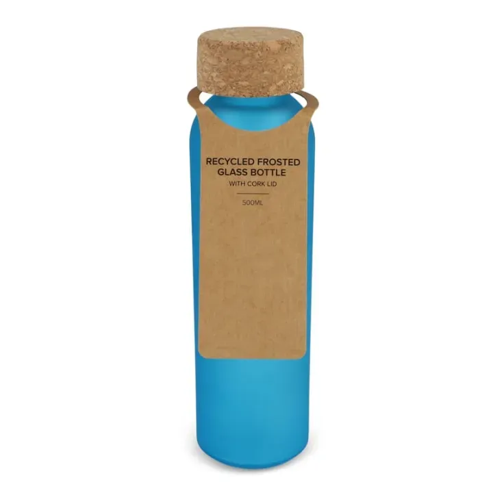 Frosted recycled glass bottle with cork lid 500ml - LT98880 (N5411)